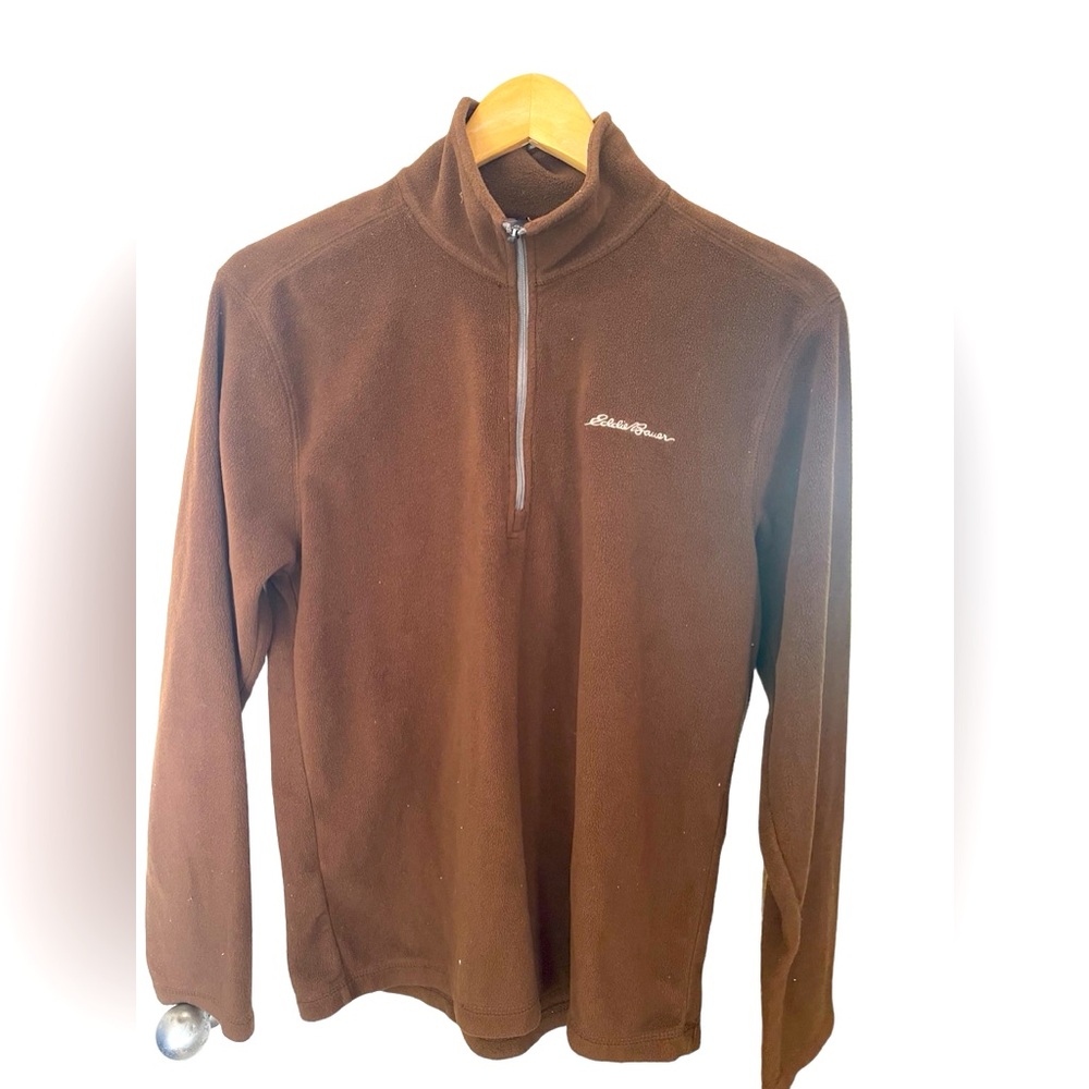 Eddie Bauer men’s size small fleece pullover 1/2 zip dark brown